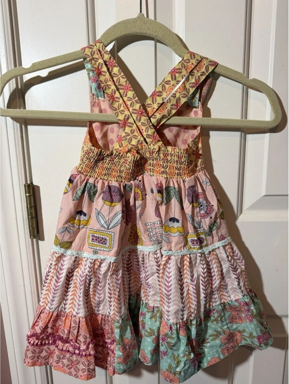 Matilda Jane Step Right Up Ellie Dress 3 Tiered Floral Button Front Size 2